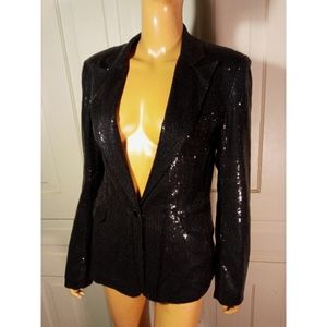 Sequined Silence + Noise single button blazer jacket lightweight pocketed M